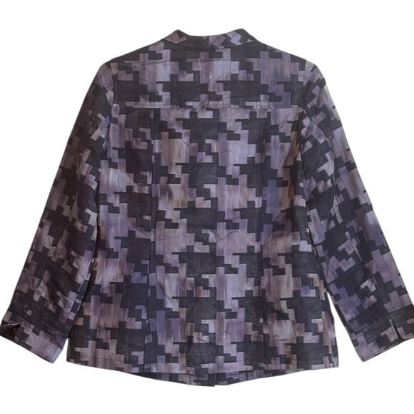 Vintage Y2K 90s Linen Jacket Womens Small All Over Print Purple Fairy Rave Disco - Picture 4 of 11